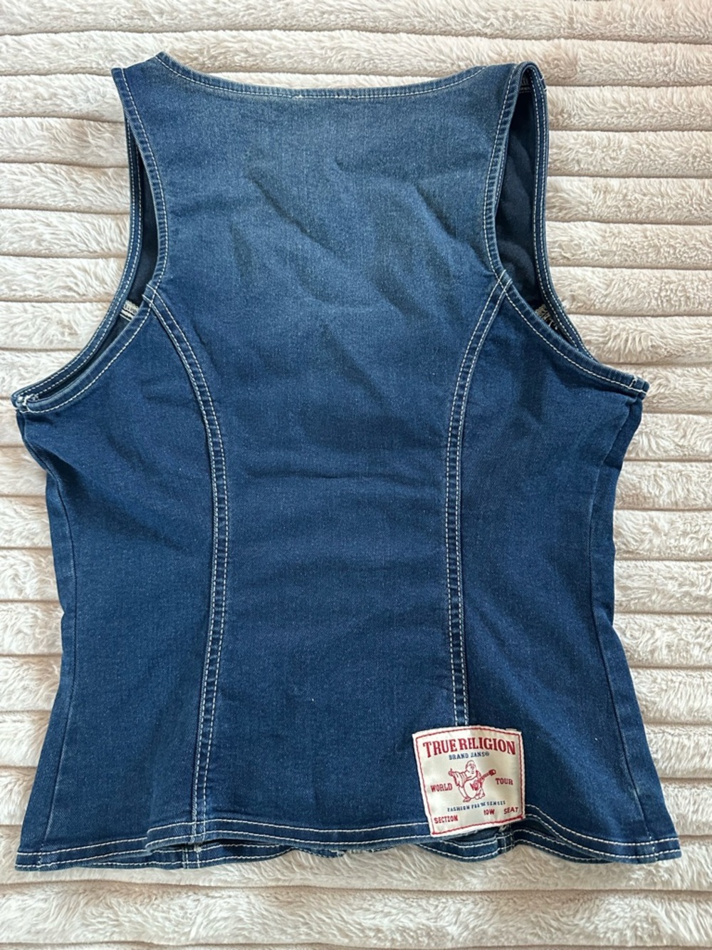 True Religion Medium Blaze Wash Denim Bustier Top - Dark Blue - Picture 3 of 3